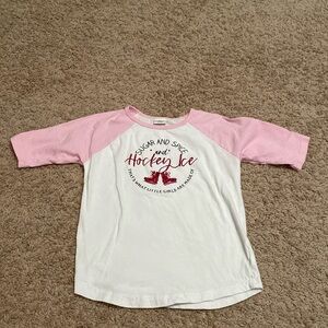 Hockey ice skating rink nhl baseball shirt pink white sparkles glitter